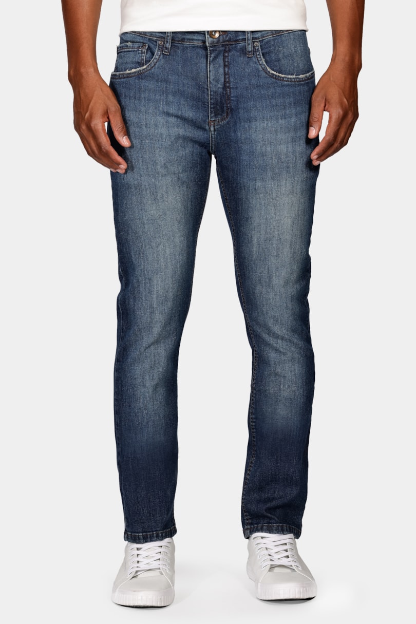 Calça Jeans Slim Vintage Blue Escura Azul Escuro