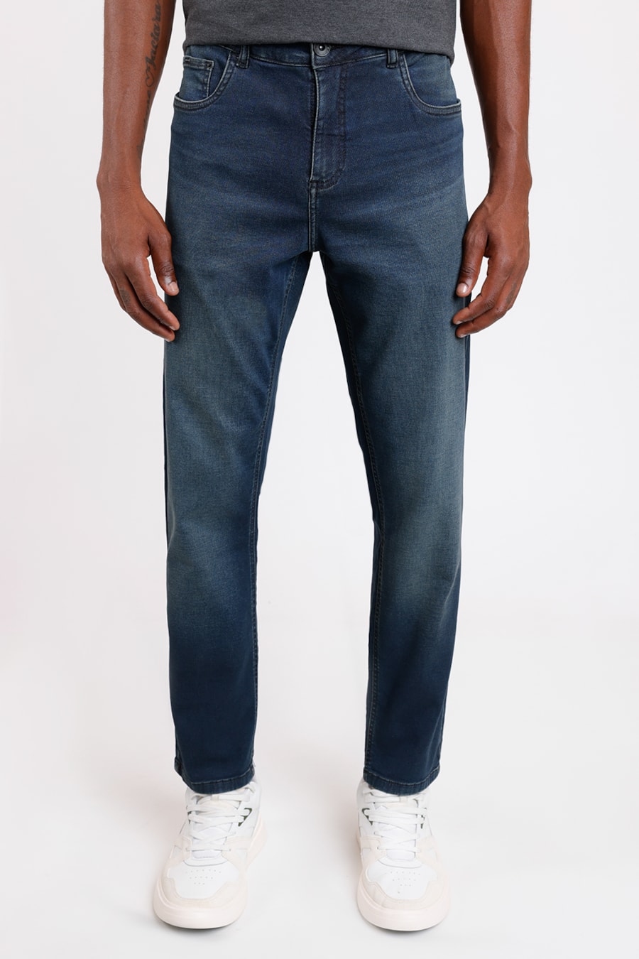 Calça Jeans Trapézio Comfort Vintage Azul Médio — foto 1 de 5