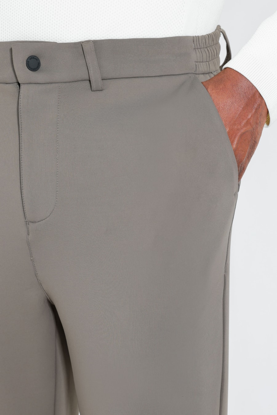 Calça Scuba Super Slim Elástico Lateral Cáqui — foto 3 de 6