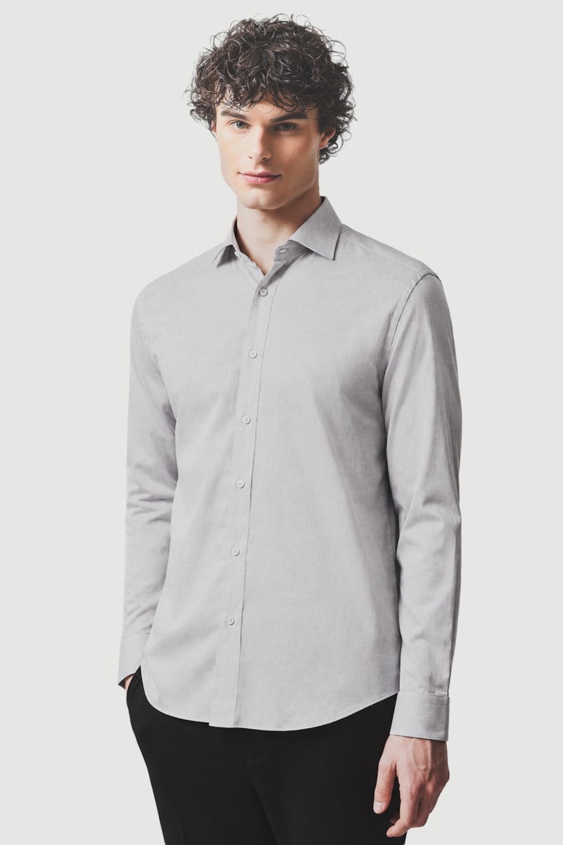 Camisa Algodão Regular Manga Longa Azul