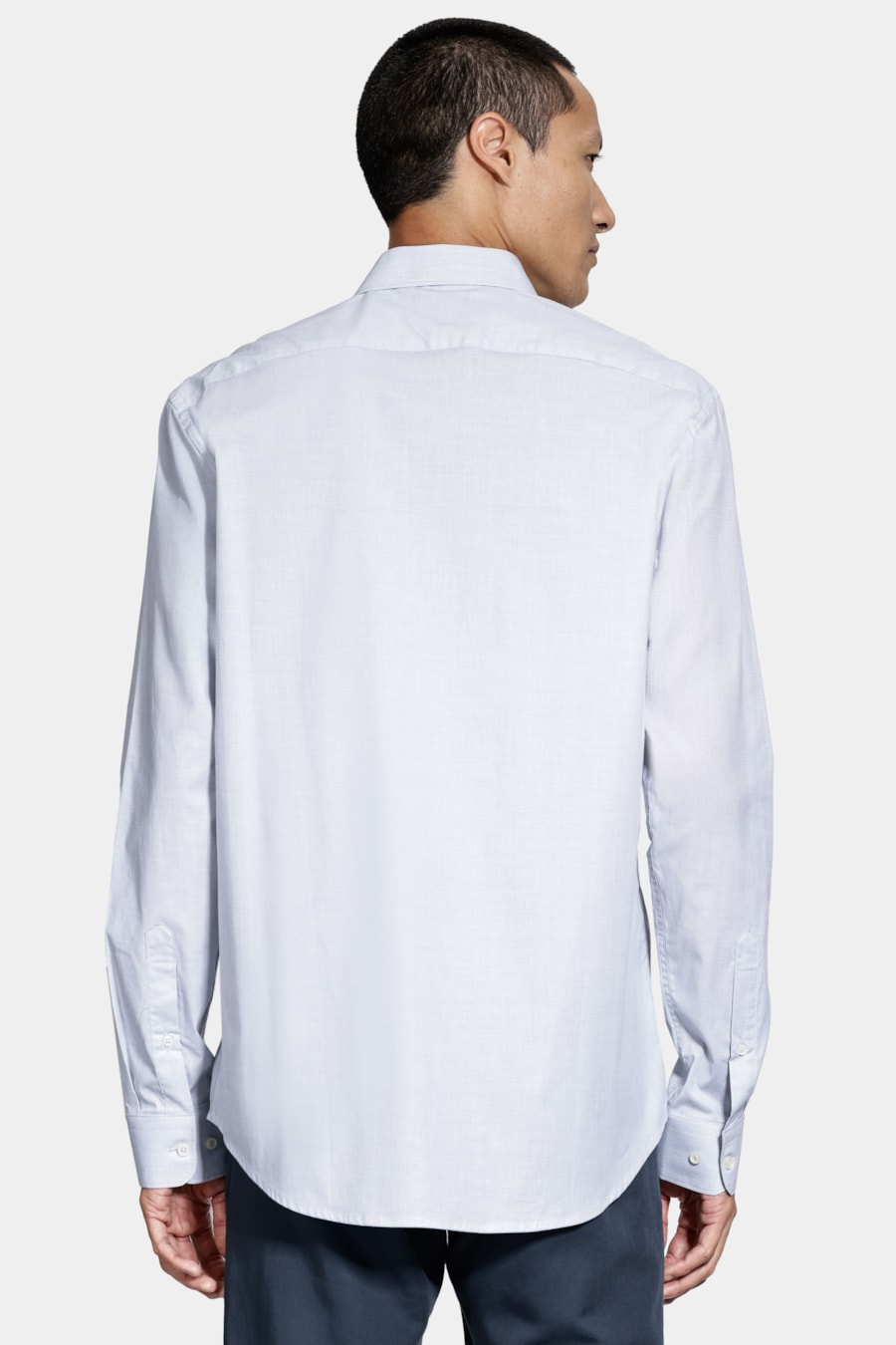 Camisa Algodão Regular Manga Longa Azul Claro — foto 4 de 6