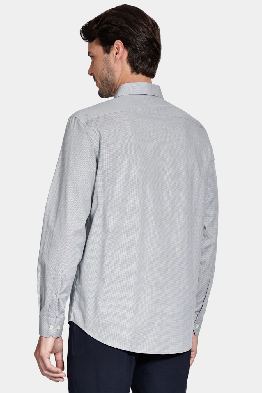 Camisa Algodão Regular Manga Longa Xadrez Azul C/Branco — foto 4 de 6
