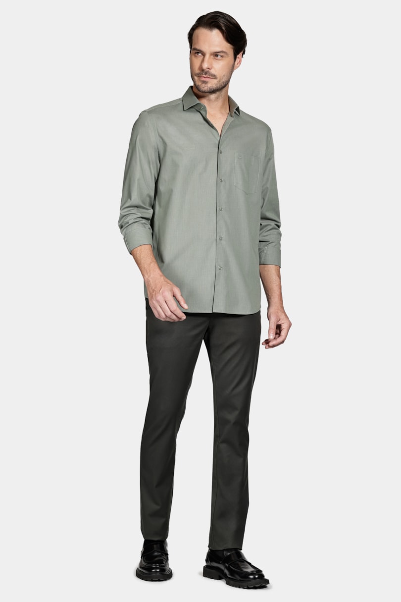 Camisa Algodão Regular Manga Longa Xadrez Cacto C/ Verde