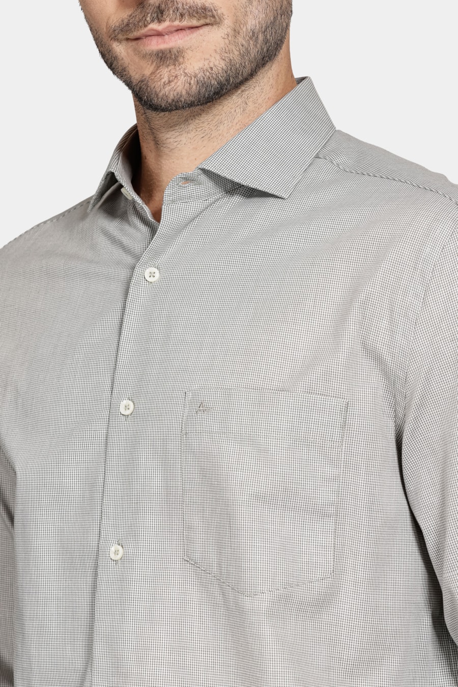Camisa Algodão Regular Manga Longa Xadrez Verde C/ Branco — foto 3 de 6