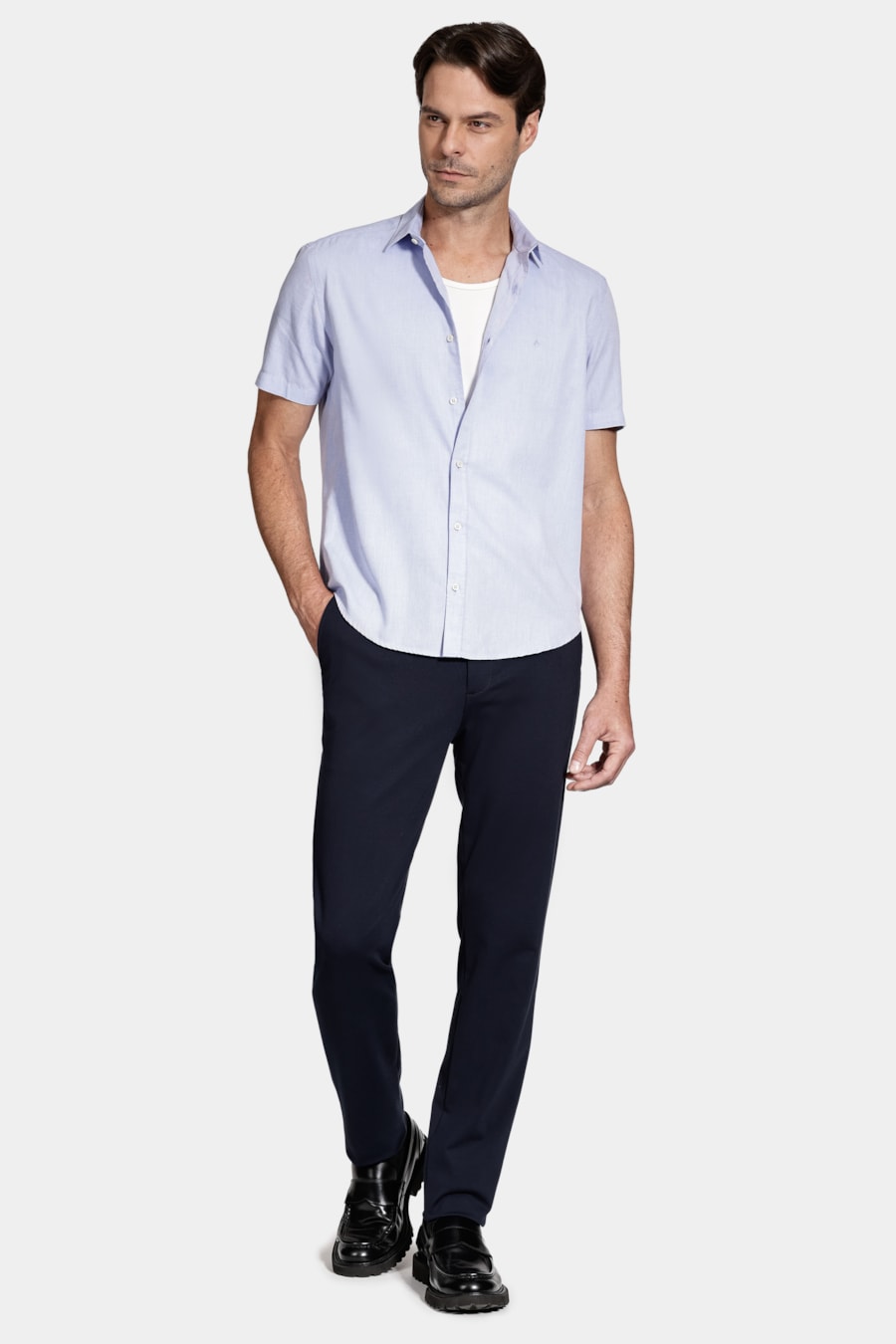 Camisa Aramis Manga Curta Modal Boa Vista Azul Medio — foto 2 de 6