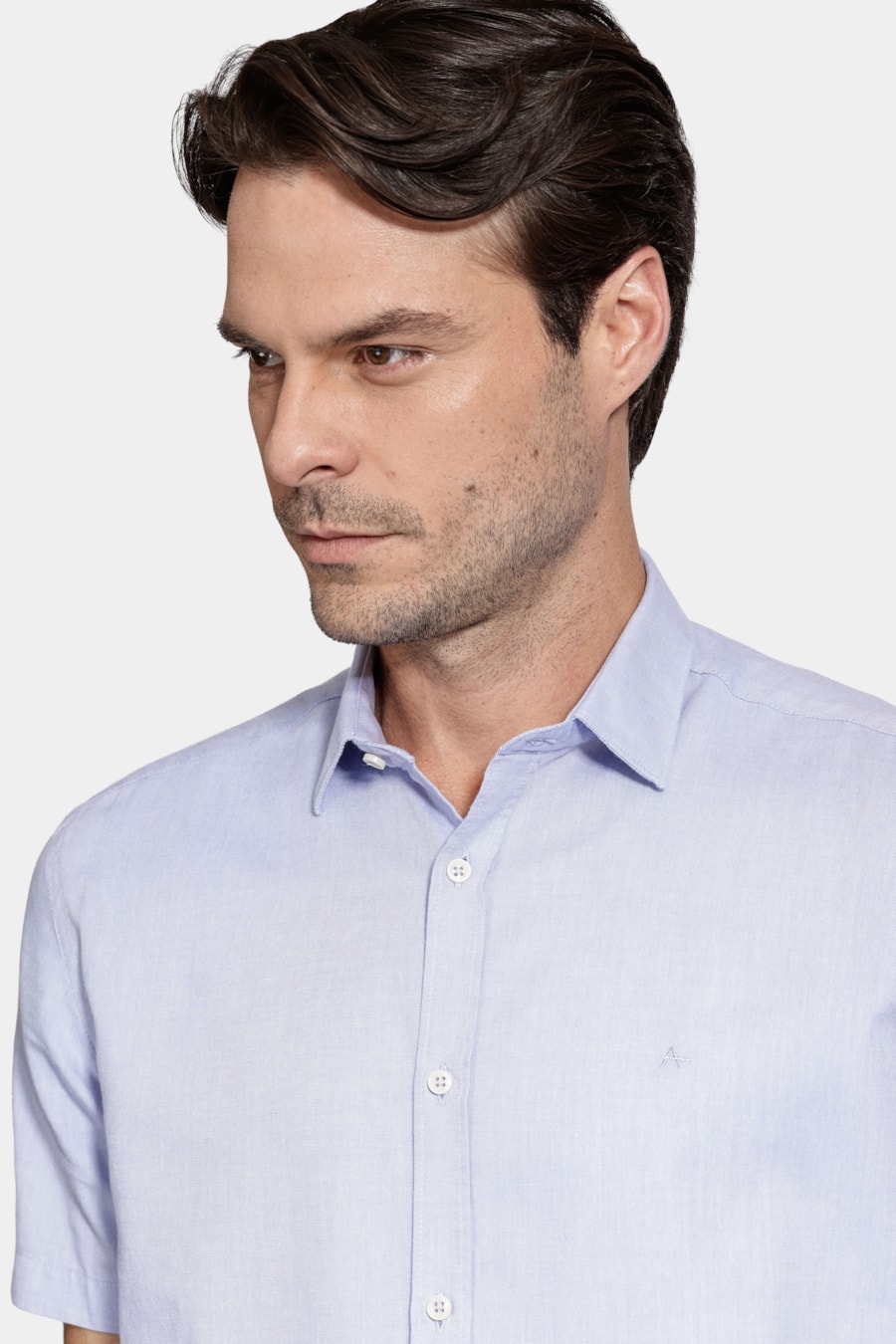 Camisa Aramis Manga Curta Modal Boa Vista Azul Medio — foto 3 de 6