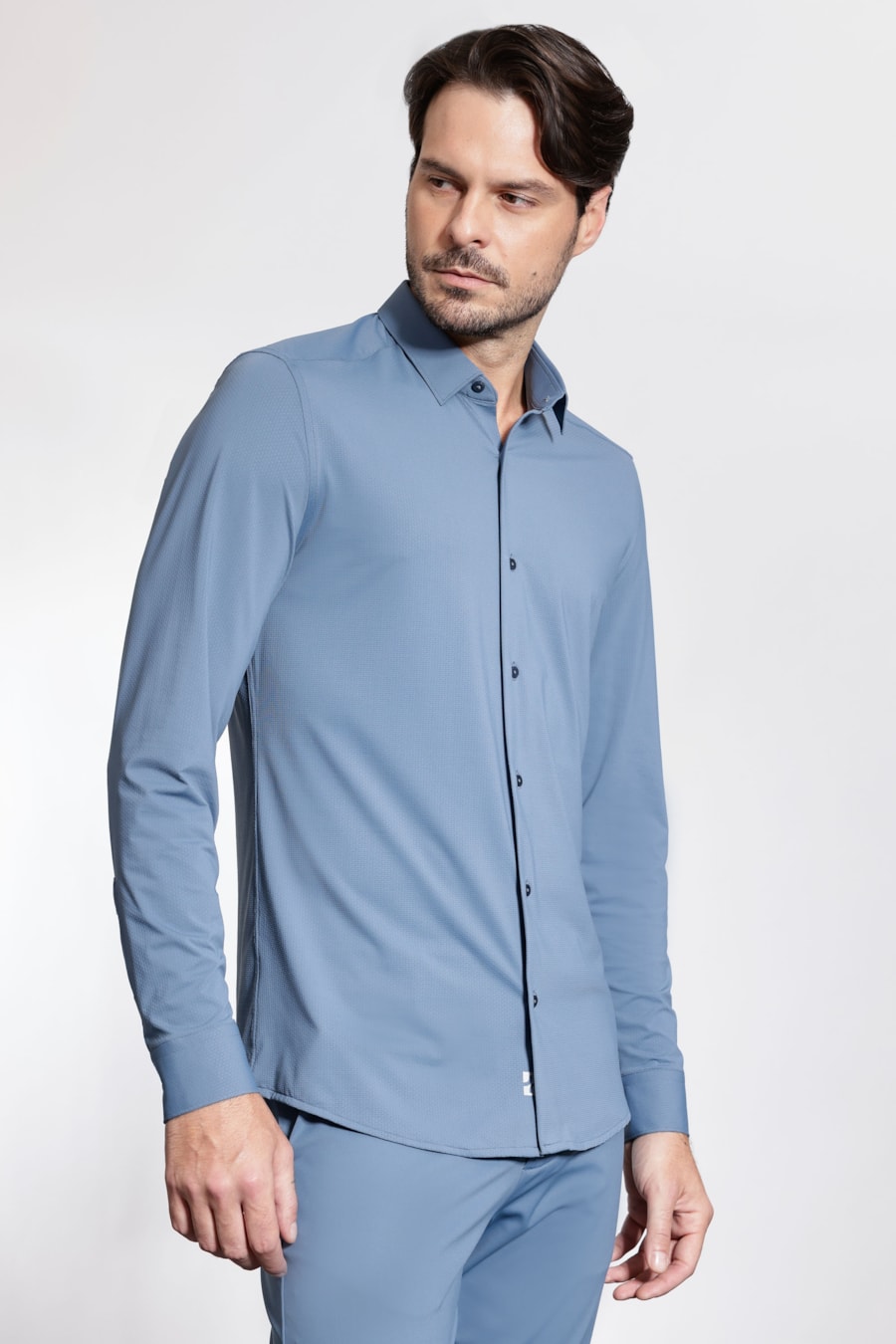 Camisa Bold Manga Longa Azul Indigo — foto 1 de 5