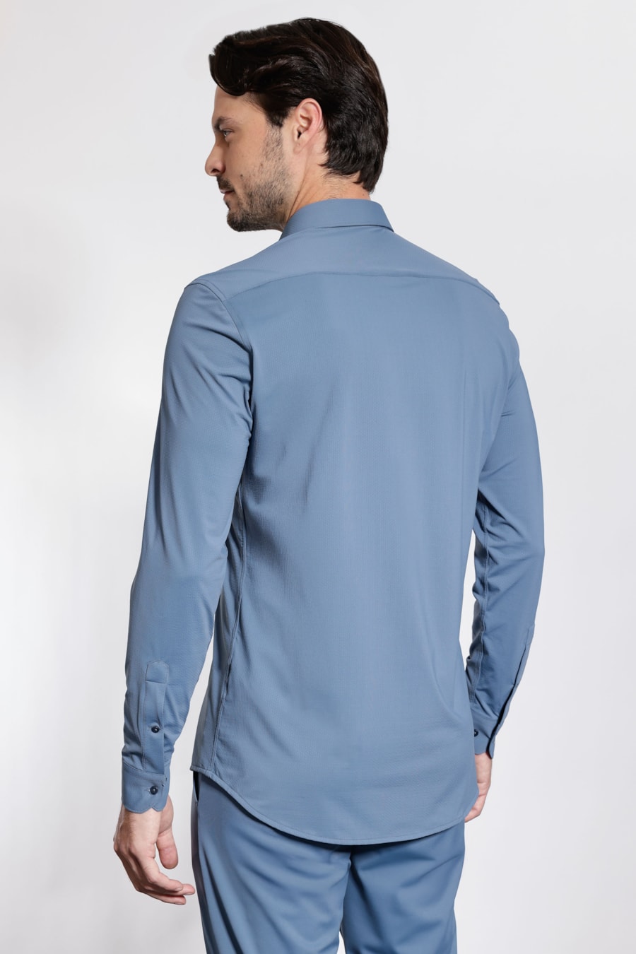 Camisa Bold Manga Longa Azul Indigo — foto 4 de 5