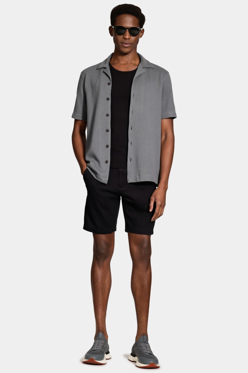 Camisa Bowling Piquet Tricot Cinza