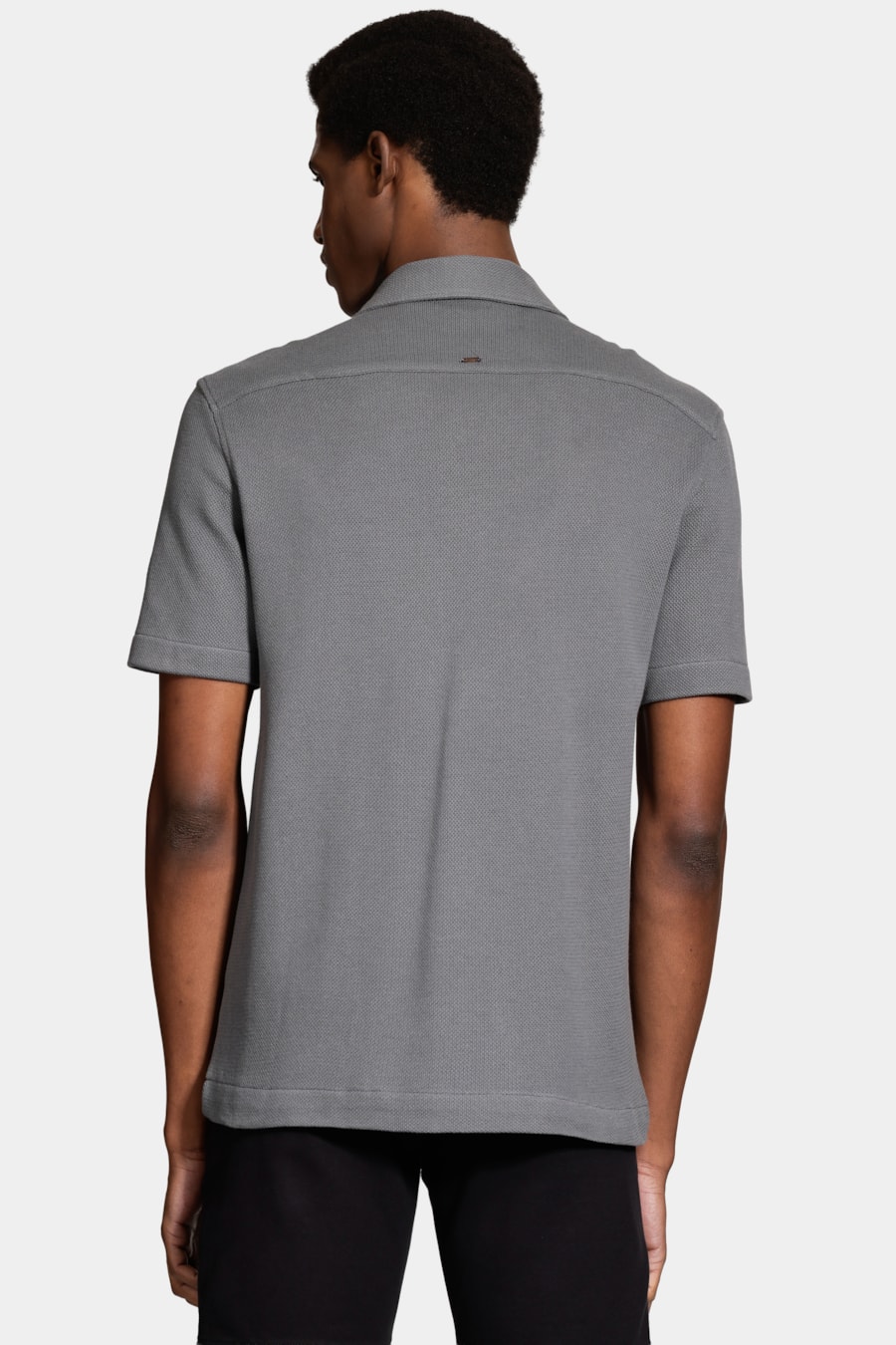 Camisa Bowling Piquet Tricot Cinza — foto 4 de 6