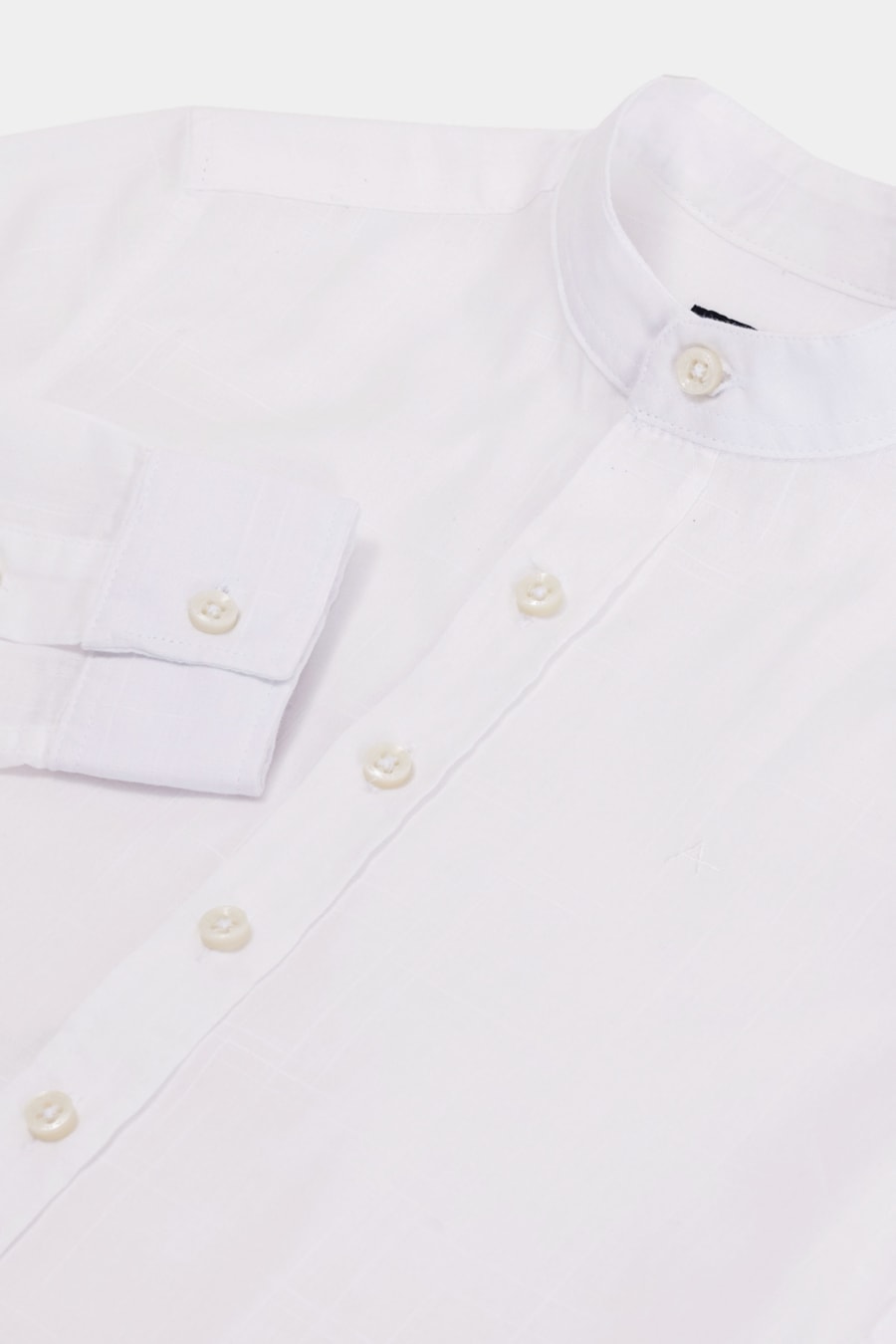 Camisa Flamê Manga Longa Infantil Gola Padre Branco — foto 4 de 5