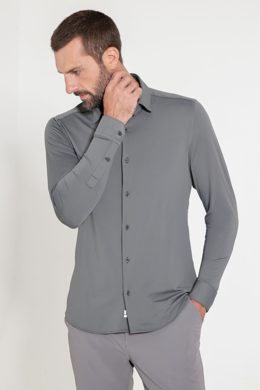 Camisa Flex Defense Manga Longa Cinza Grafite — foto 3 de 7