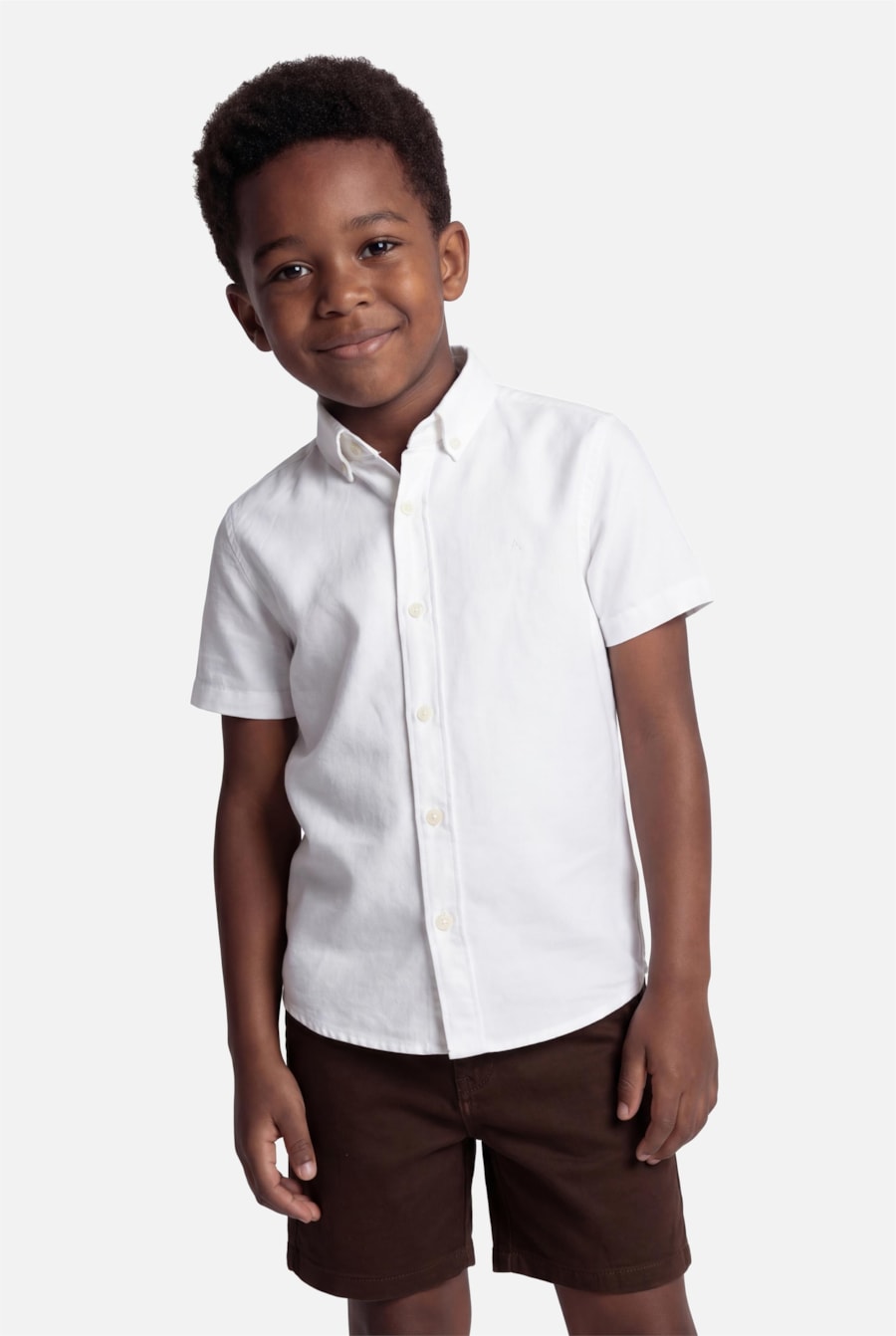 Camisa Infantil Oxford Planalto Button Down Branco - Não Ativar Mostruário — foto 1 de 4