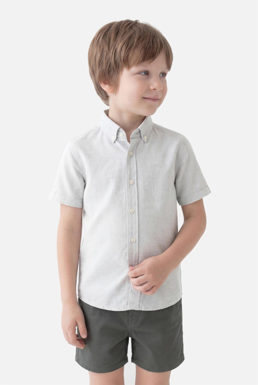 Camisa Infantil Oxford Planalto Button Down Verde Claro - Não Ativar Mostruário — foto 1 de 4