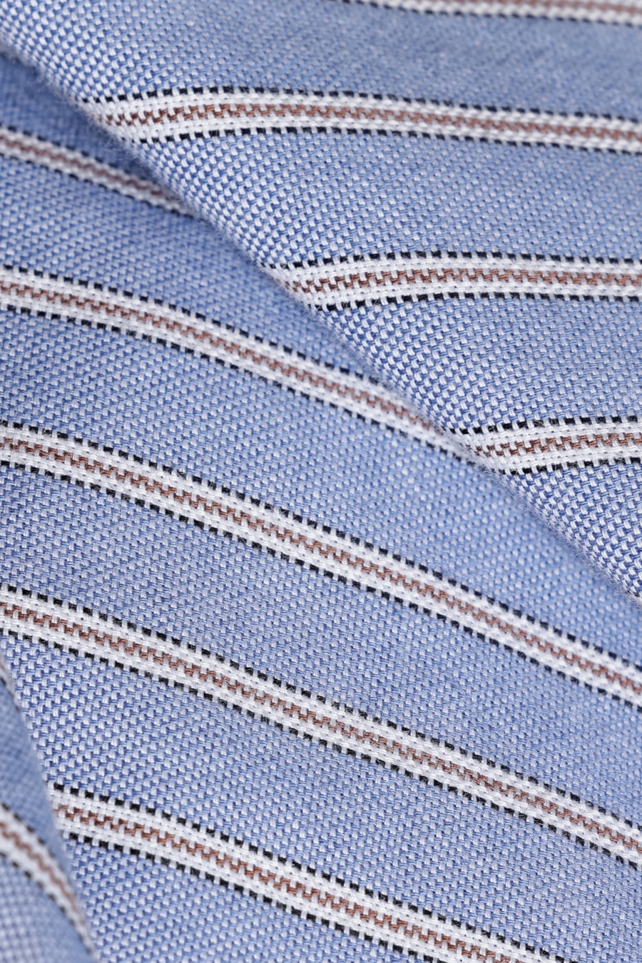 Camisa Listrada Manga Longa Azul Claro Com Branco — foto 5 de 5