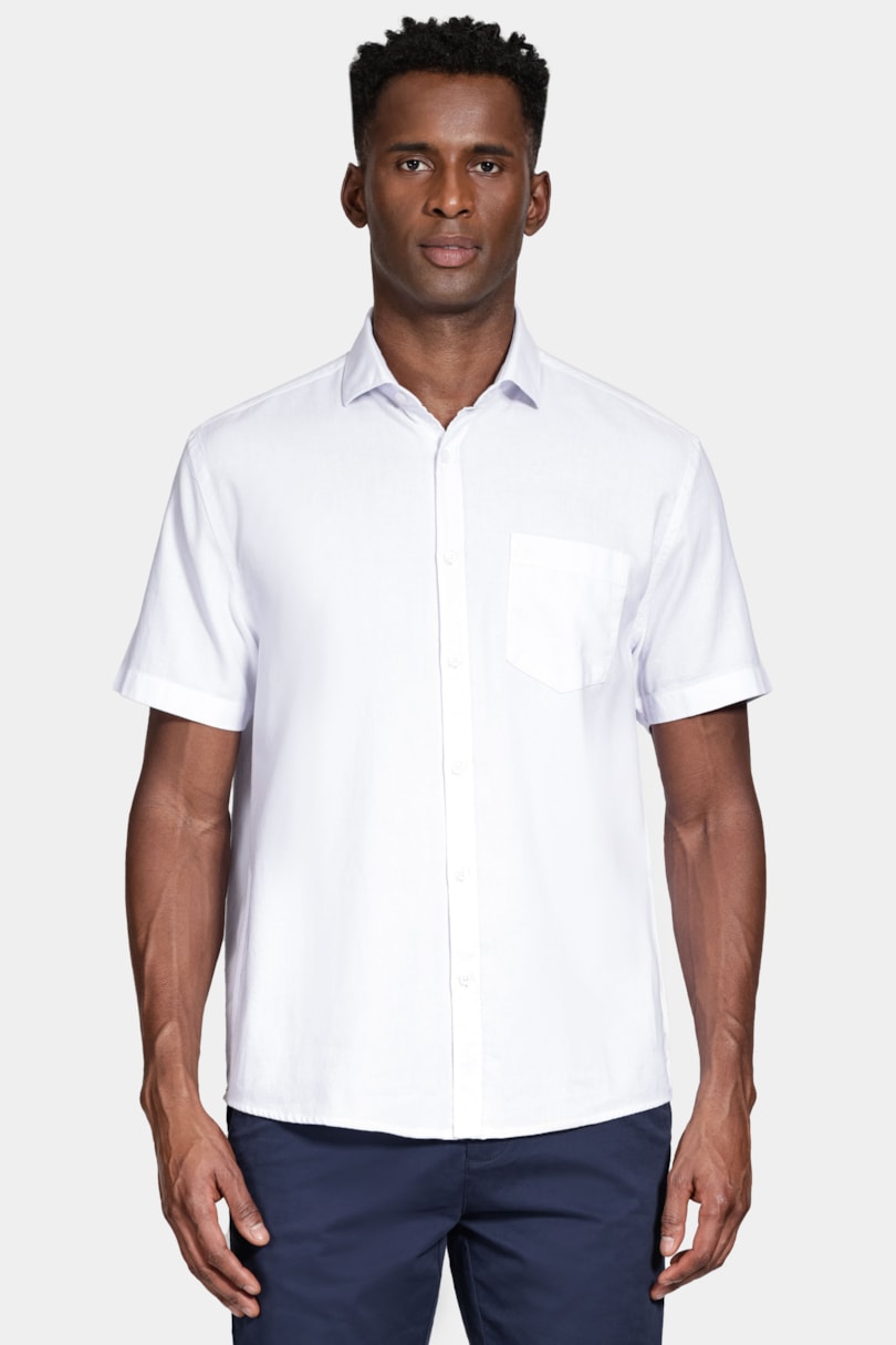 Camisa Manga Curta Algodão Branco