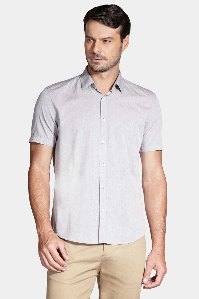 Camisa Manga Curta Algodão Liso Willis Canela