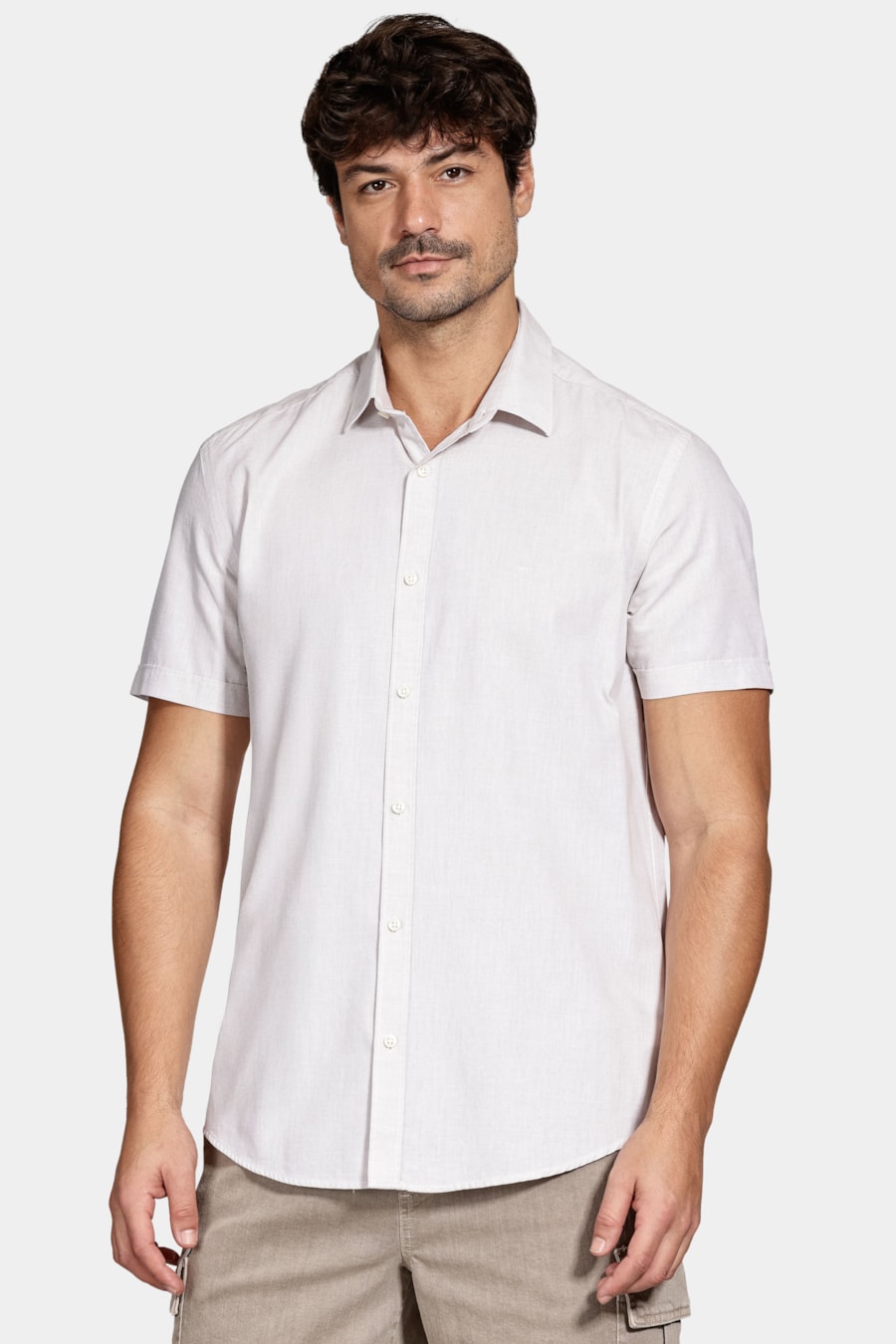 Camisa Manga Curta Algodão Modal Areia — foto 1 de 6