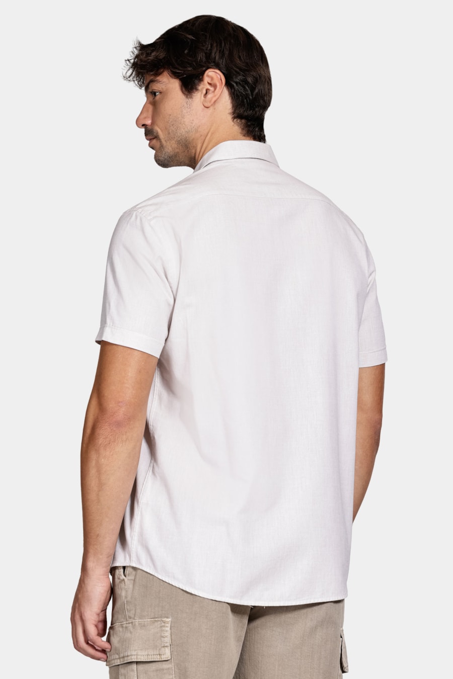 Camisa Manga Curta Algodão Modal Areia — foto 4 de 6