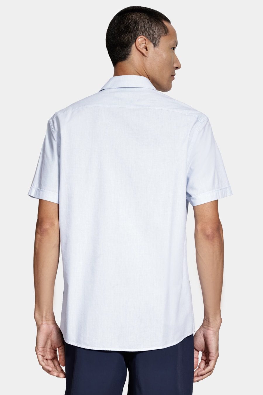 Camisa Manga Curta Algodão Modal Azul Claro — foto 4 de 6