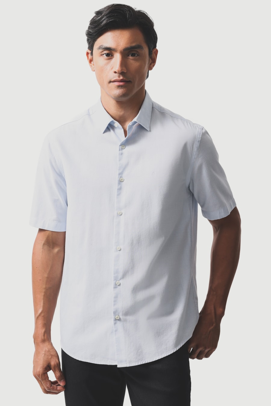 Camisa Manga Curta Algodao Modal Boa Vista Azul Claro — foto 1 de 6