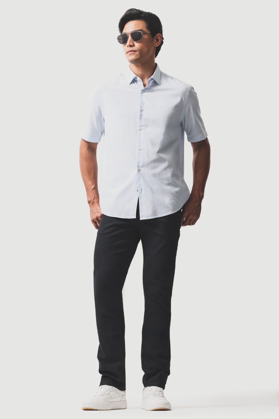 Camisa Manga Curta Algodao Modal Boa Vista Azul Claro — foto 2 de 6