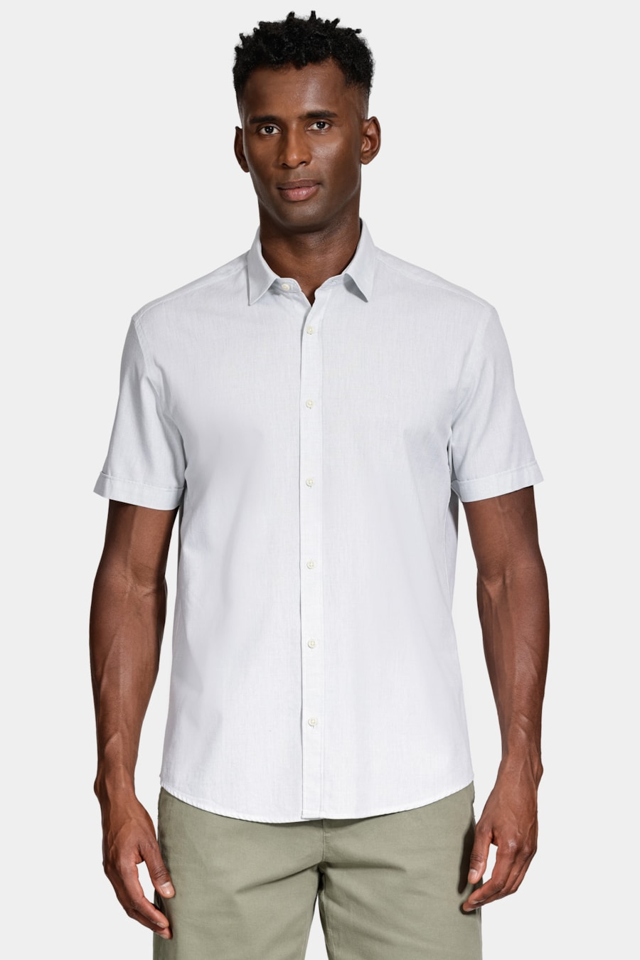 Camisa Manga Curta Algodão Modal Verde Claro — foto 1 de 6