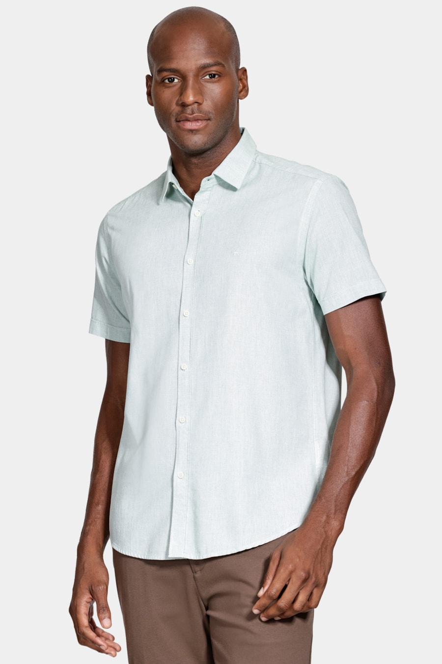 Camisa Manga Curta Algodão Modal Verde Mescla — foto 1 de 6