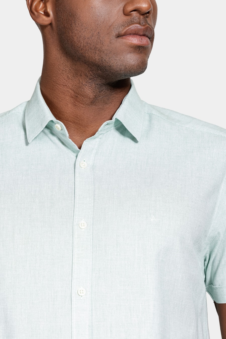 Camisa Manga Curta Algodão Modal Verde Mescla — foto 3 de 6