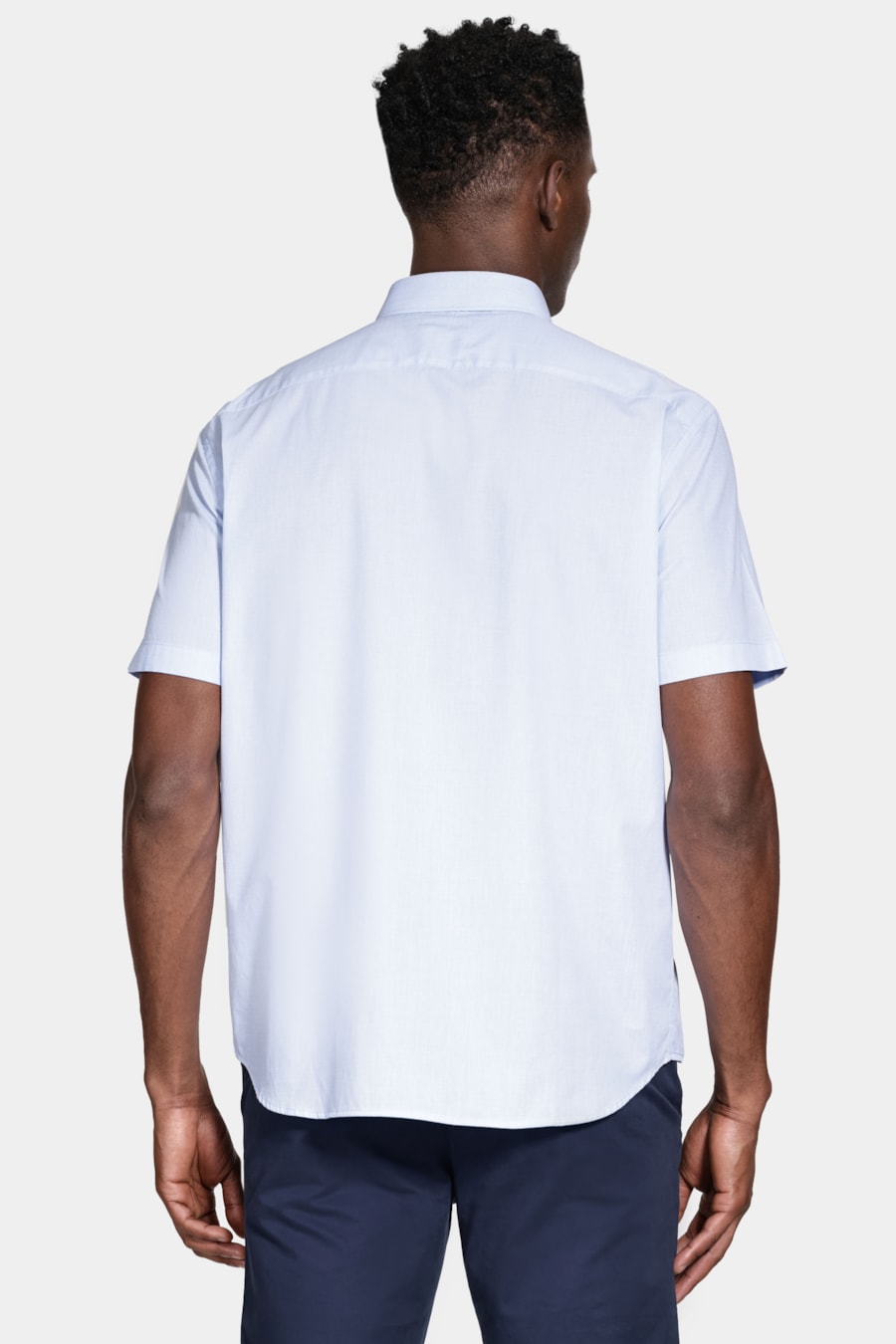 Camisa Manga Curta Algodão Regular Azul Claro — foto 4 de 6