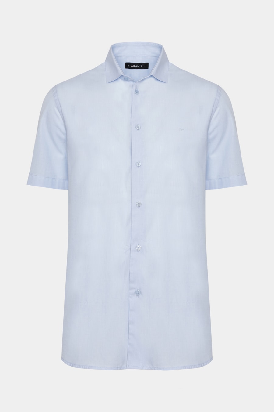 Camisa Manga Curta Algodão Regular Azul Claro — foto 5 de 6