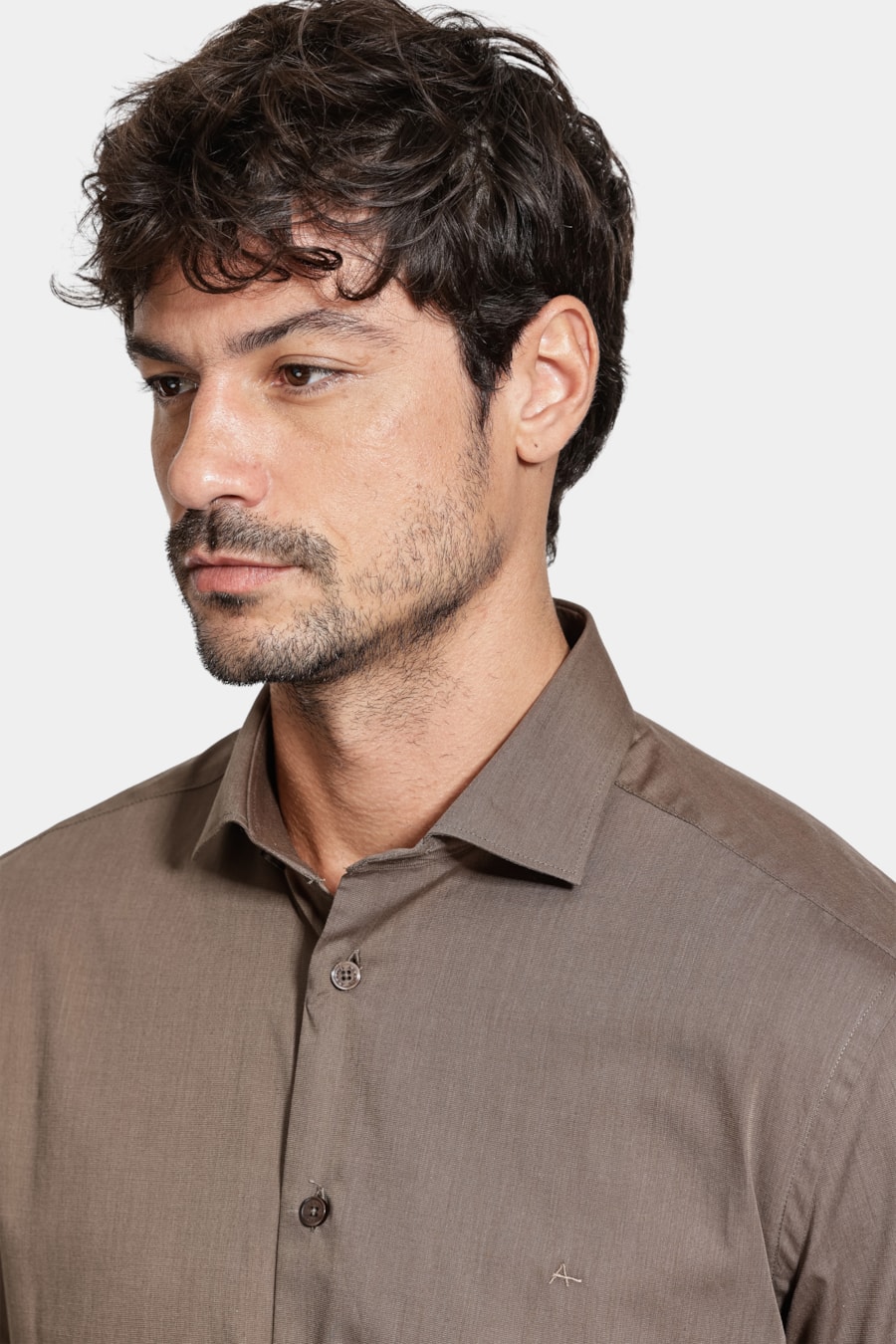 Camisa Manga Curta Algodão Regular Verde Militar — foto 3 de 6