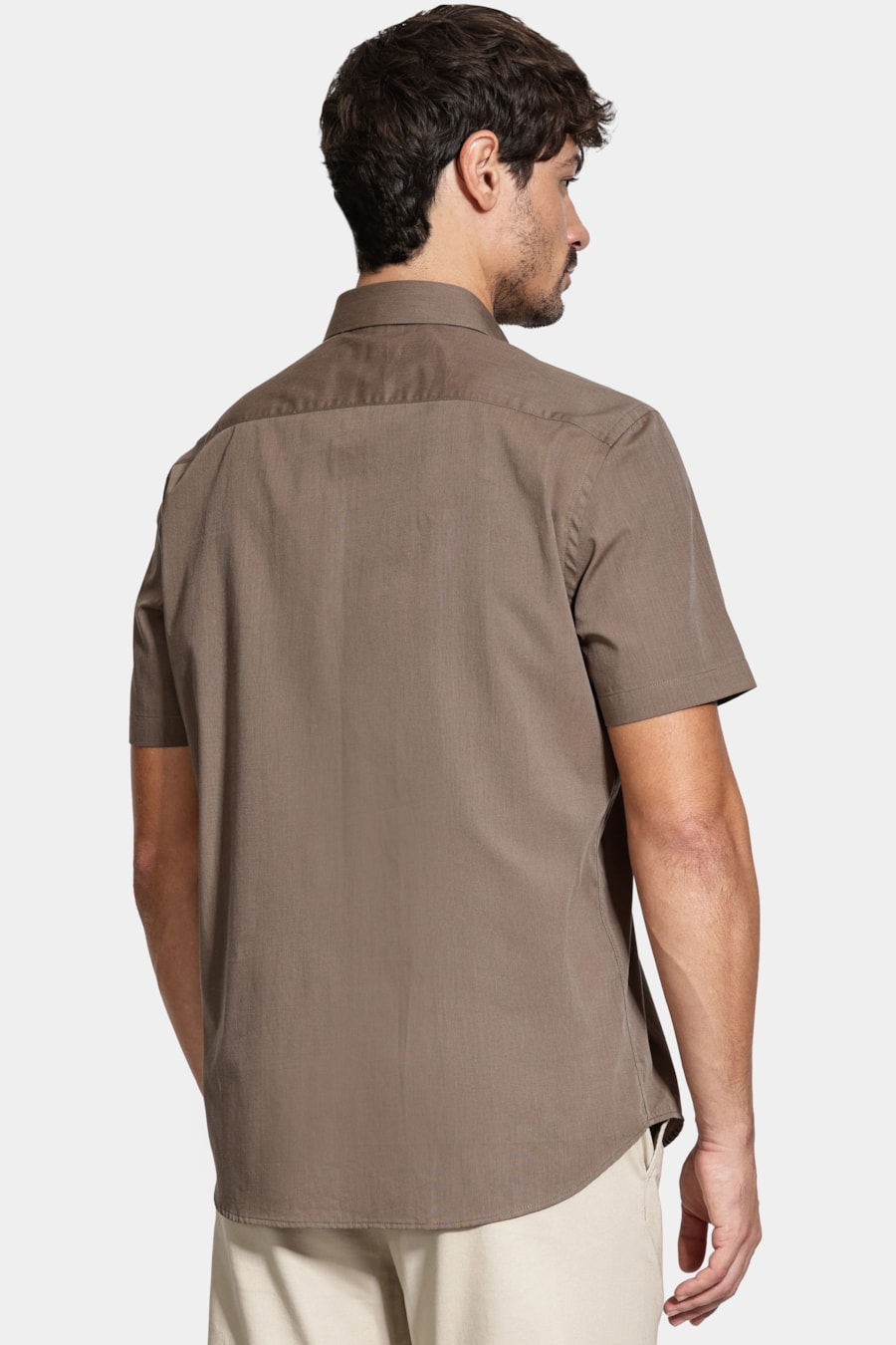 Camisa Manga Curta Algodão Regular Verde Militar — foto 4 de 6