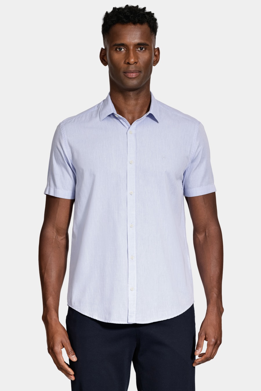 Camisa Manga Curta Algodão Willis Azul Celeste — foto 1 de 5