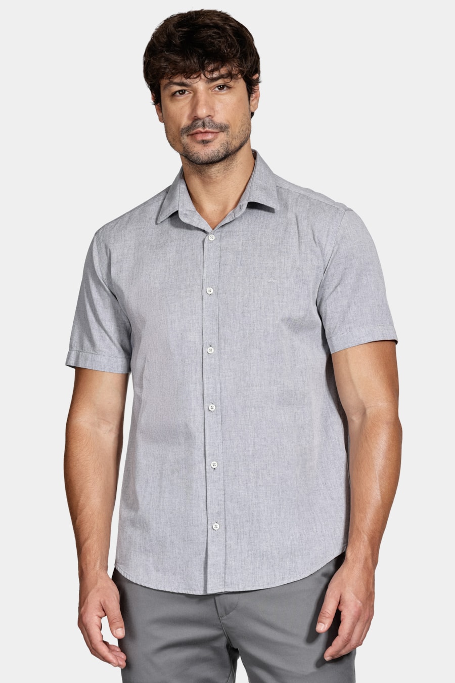 Camisa Manga Curta Algodão Willis Chumbo — foto 1 de 6