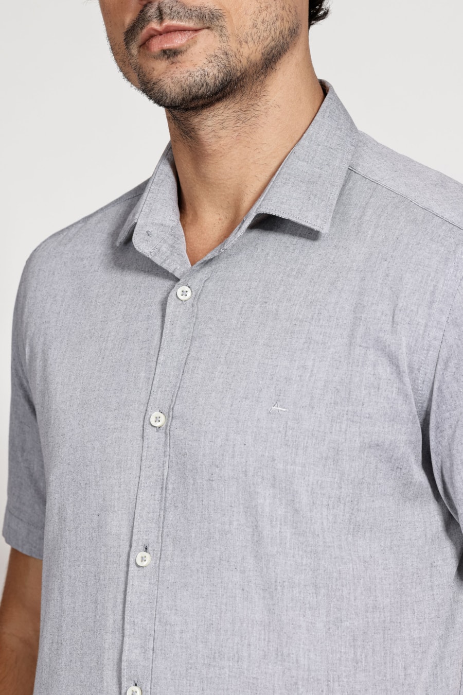Camisa Manga Curta Algodão Willis Chumbo — foto 3 de 6