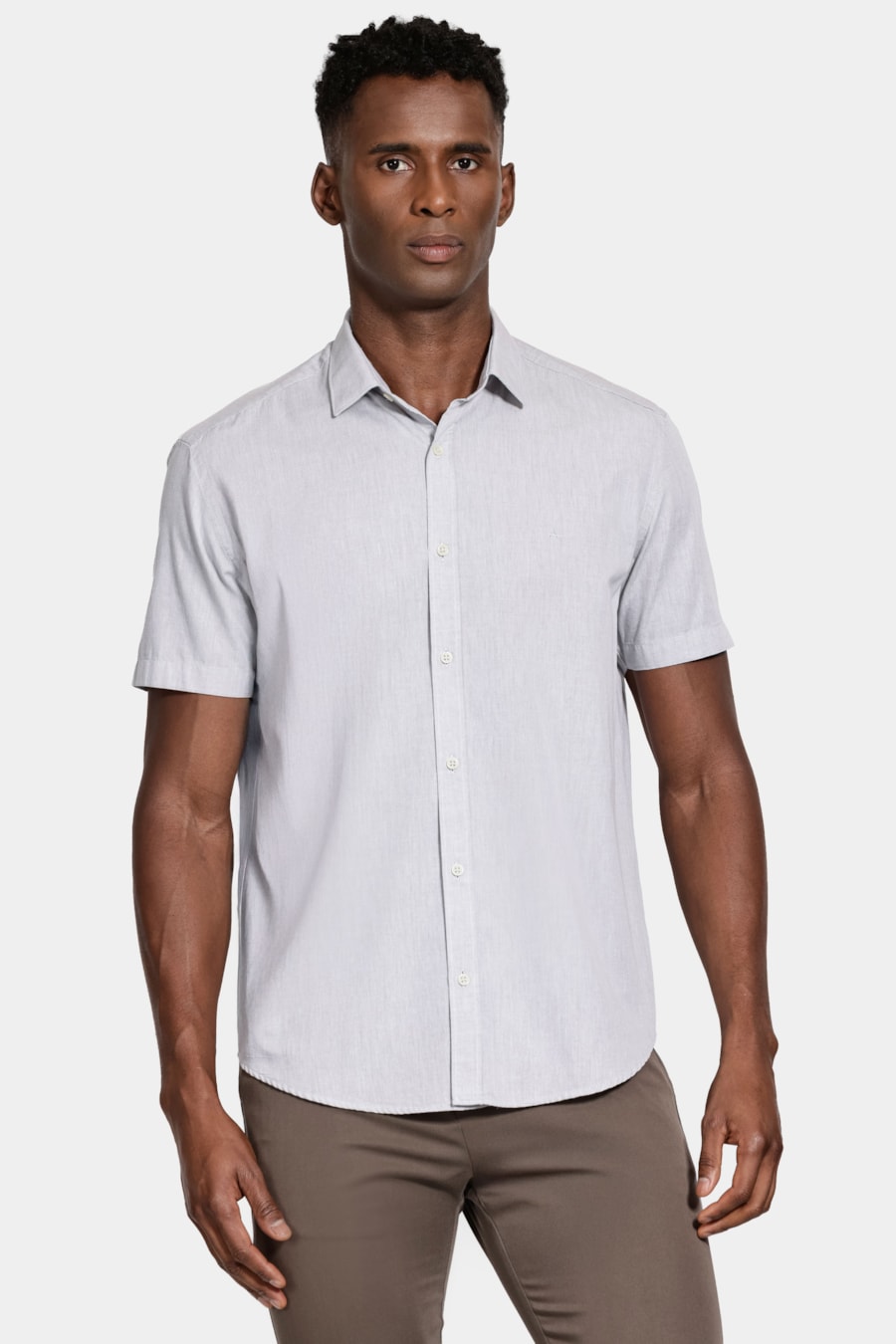 Camisa Manga Curta Algodão Willis Cinza — foto 1 de 5