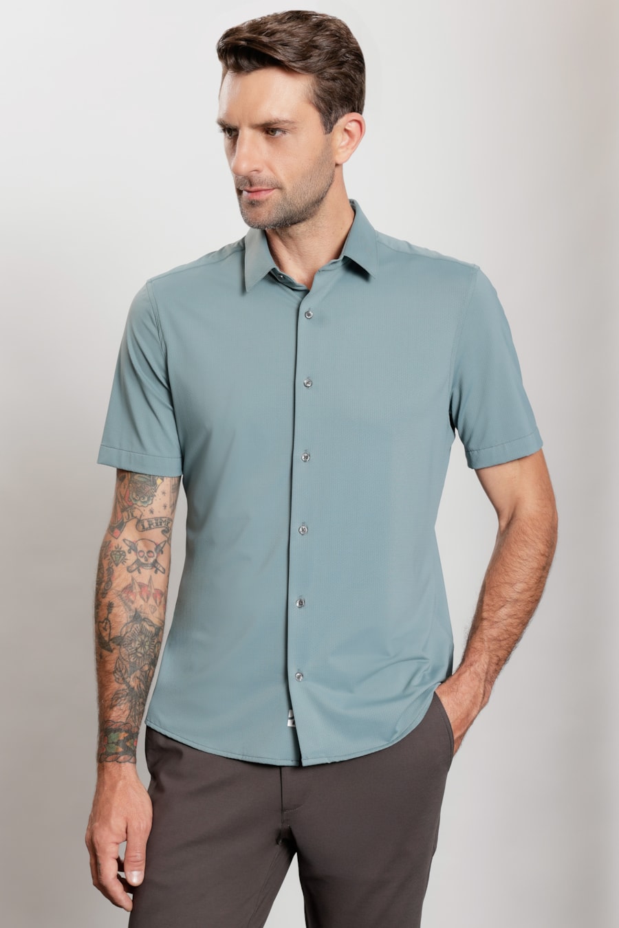 Camisa Manga Curta Bold Everyday Azul Jeans — foto 1 de 6