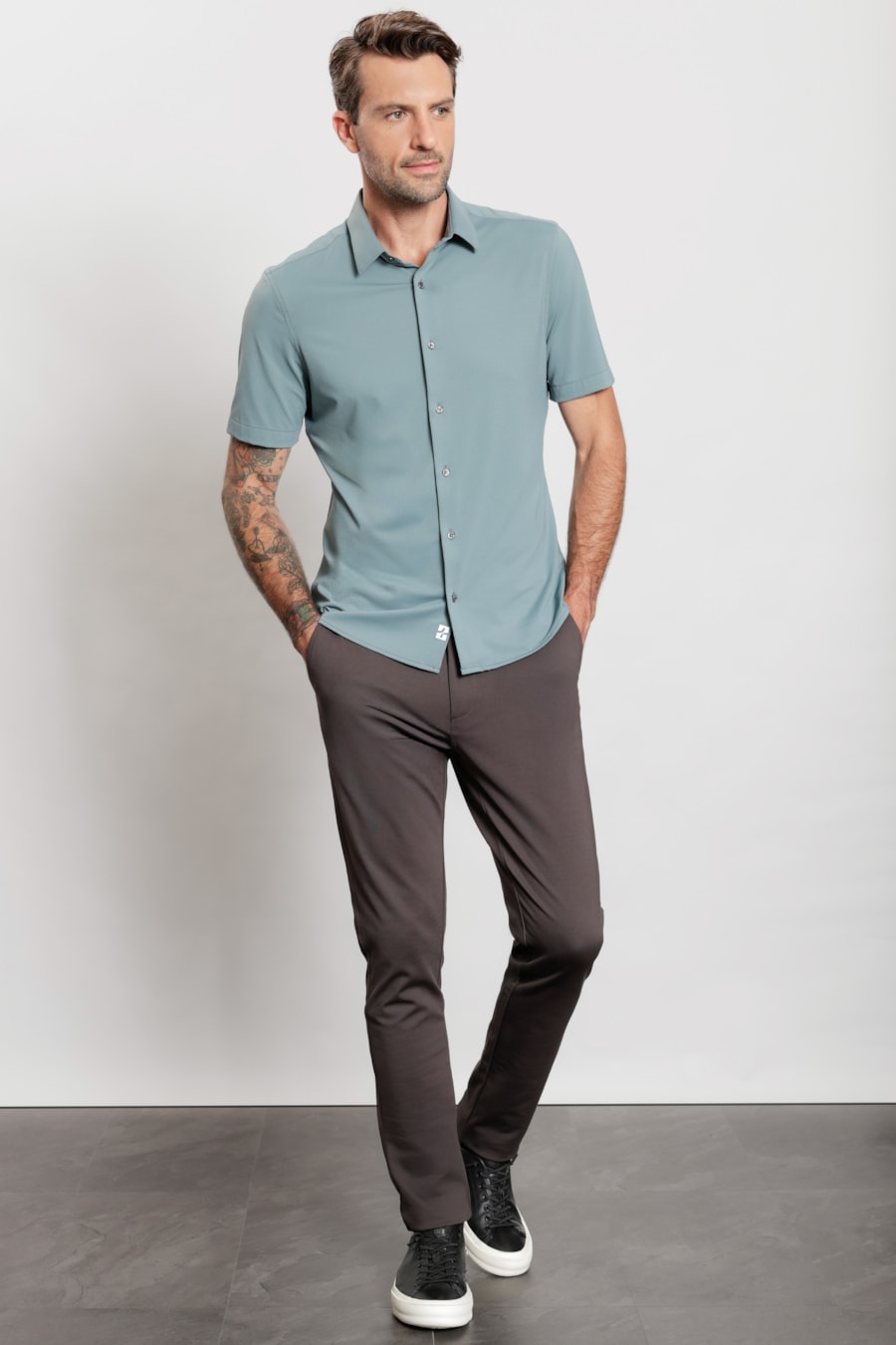 Camisa Manga Curta Bold Everyday Azul Jeans — foto 2 de 6