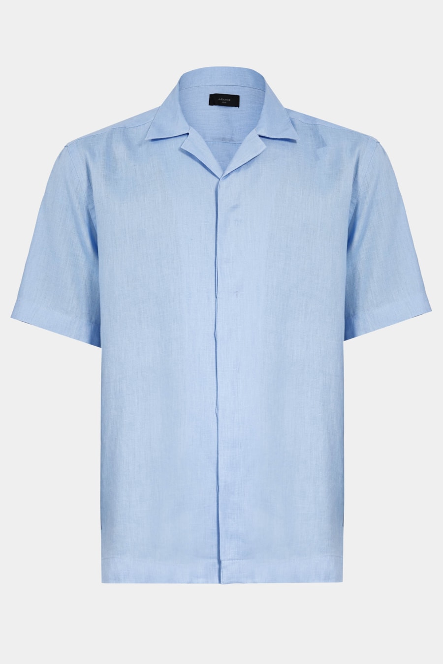 Camisa Manga Curta Box Linho Vista Embutida Azul — foto 5 de 6