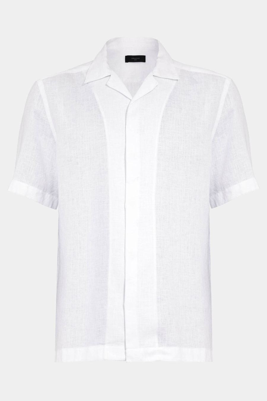 Camisa Manga Curta Box Linho Vista Embutida Branco — foto 5 de 6