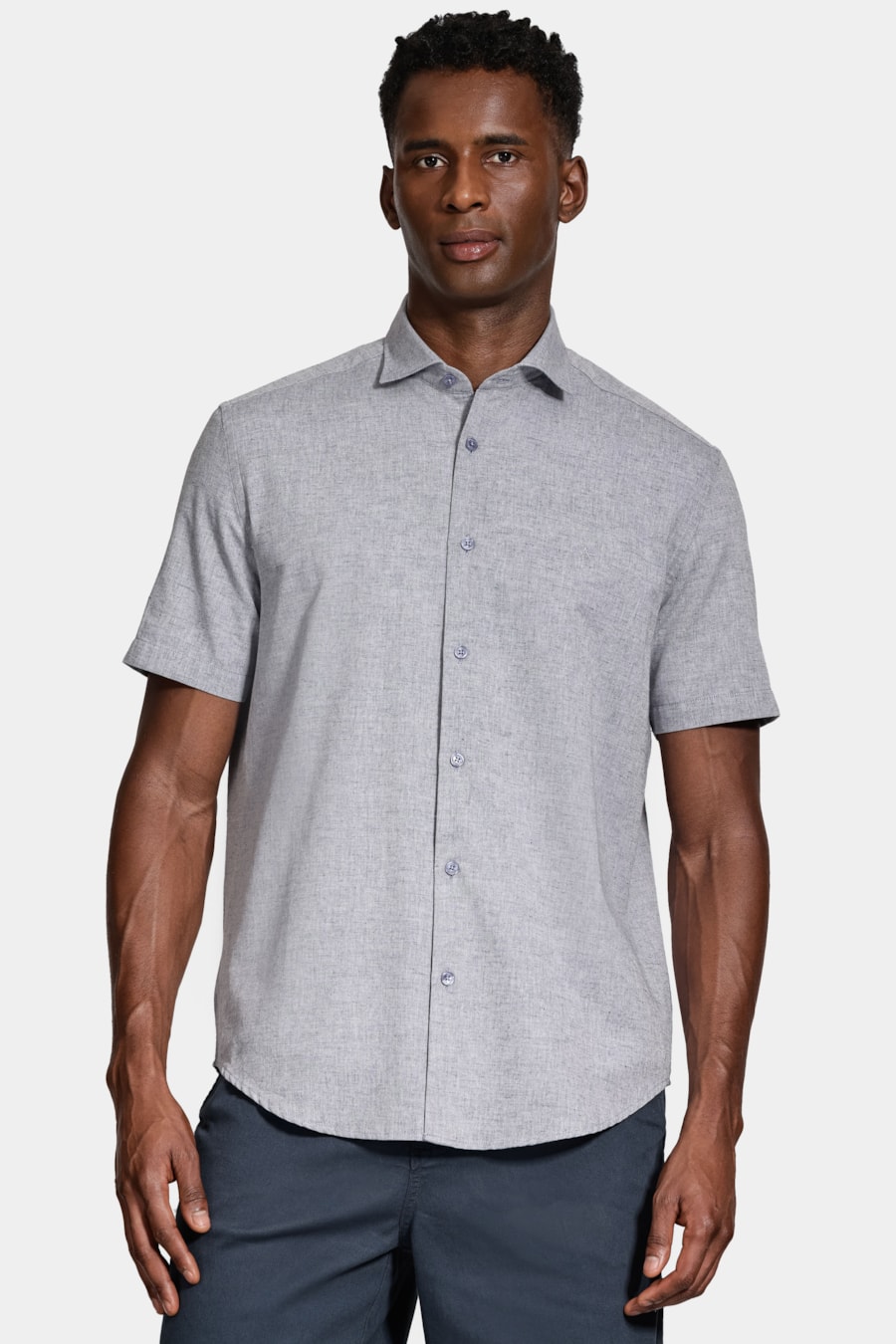 Camisa Manga Curta Capri Mescla Azul — foto 1 de 6
