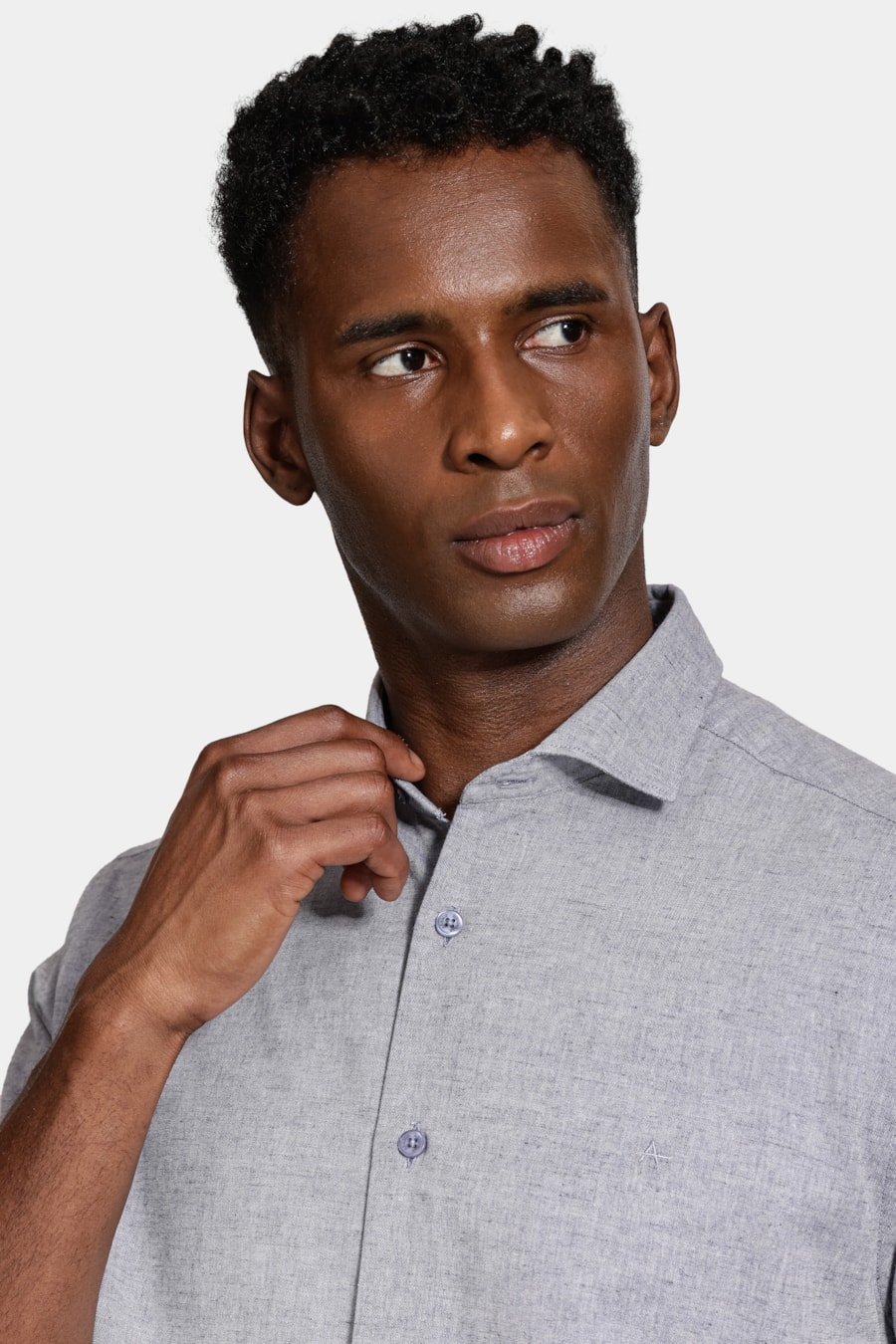 Camisa Manga Curta Capri Mescla Azul — foto 3 de 6