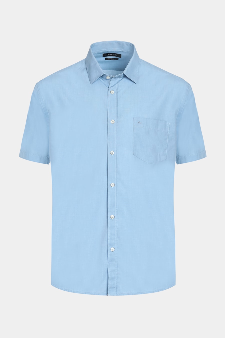 Camisa Manga Curta Cosmo Regular Algodão Egípcio Fio 50 Barolo Com Bolso Azul Celeste