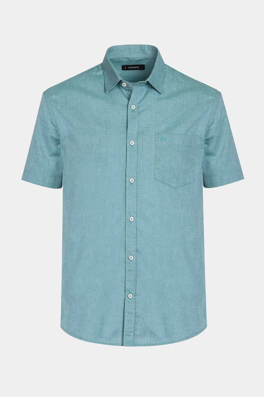 Camisa Manga Curta Cosmo Regular Fil a Fil Antilia Com Bolso Verde Garrafa