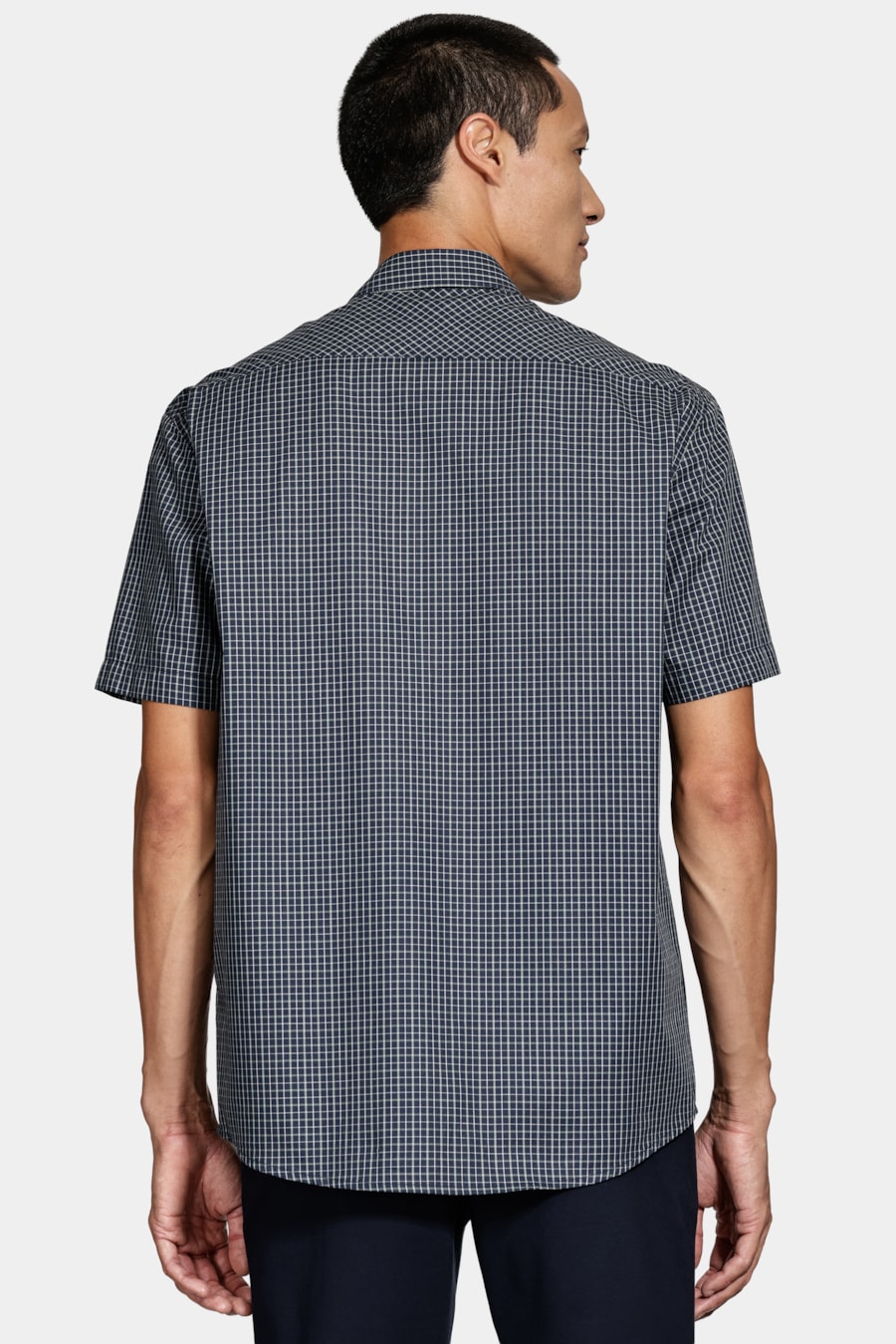 Camisa Manga Curta Cosmo Regular Mini Xadrez Marinho C/ Verde — foto 4 de 6