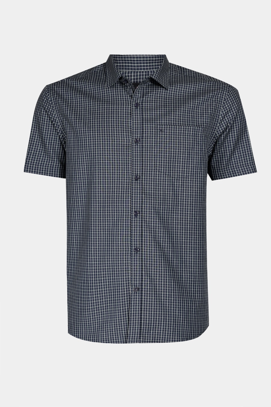 Camisa Manga Curta Cosmo Regular Mini Xadrez Marinho C/ Verde — foto 5 de 6