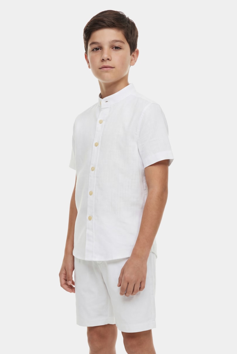 Camisa Manga Curta Infantil Gola Padre Branco