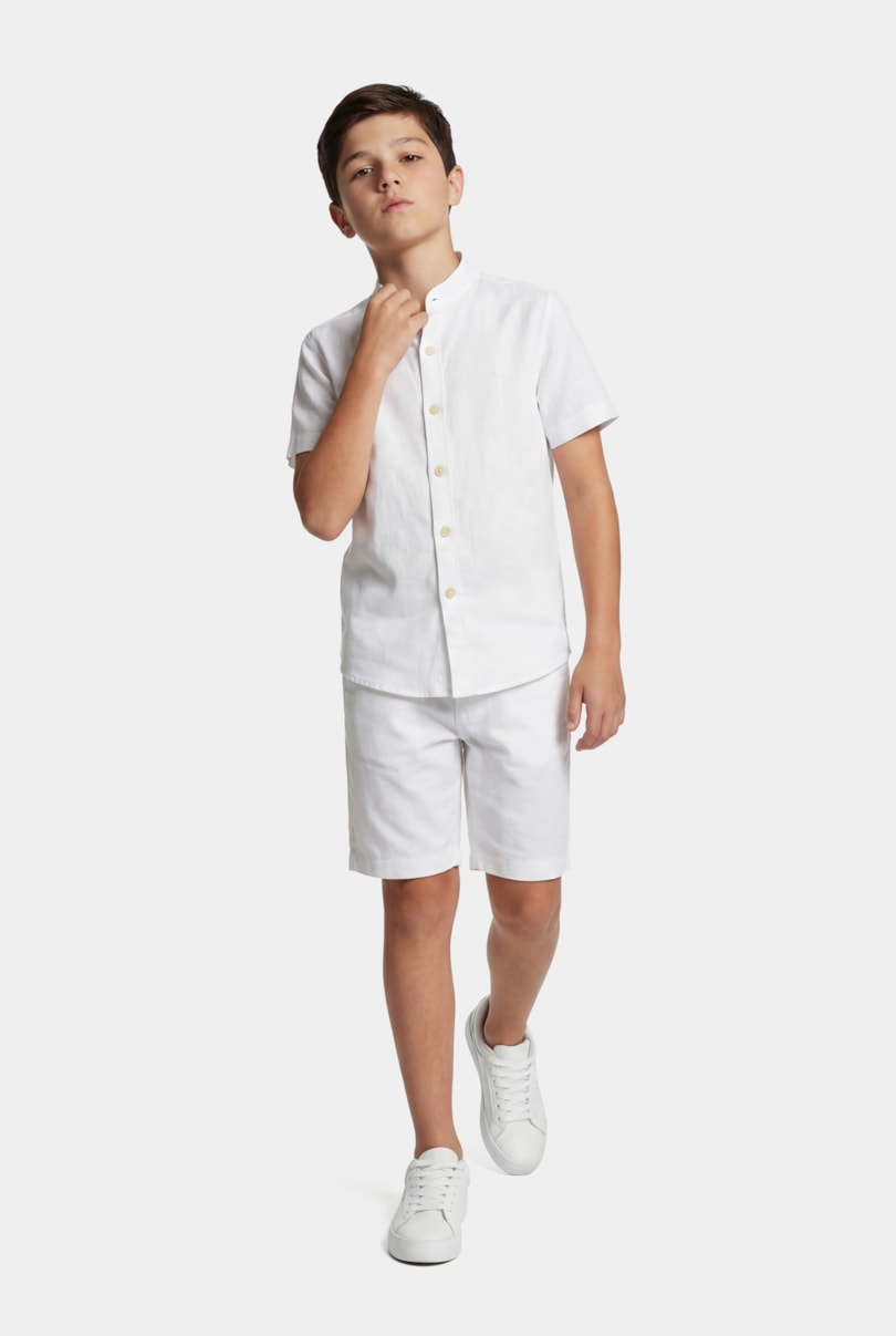 Camisa Manga Curta Infantil Gola Padre Branco