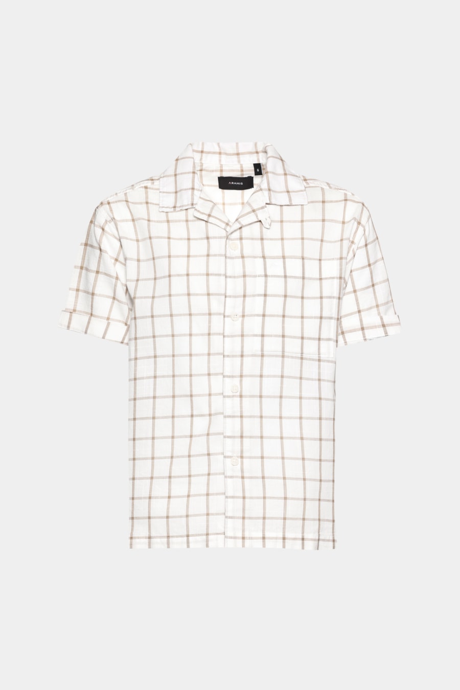 Camisa Manga Curta Infantil Grid Branco C/Caqui — foto 3 de 4